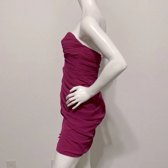 Minuet Dark Pink Strapless Sweetheart Ruched Mini Dress Size S - Picture 3 of 7